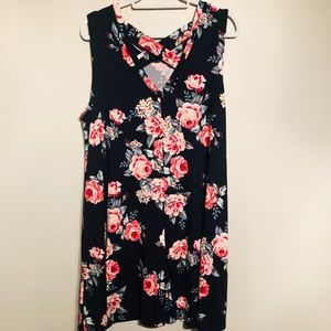NEW Plus Size Navy Floral Criss-Cross Back Dress